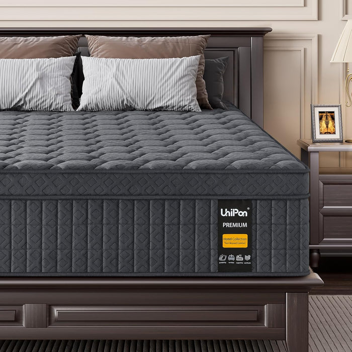14 Inch Firm King Size Mattress, Hybrid King Mattress with Extra Back and Lumbar Support, Fiberglass Free, 365 Nights Trial & 10 Years Warranty, Motion Isolation, Enhenced Edge Support