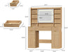 Makeup Vanity Desk with Mirror, Fluted Vanity with 5 Drawers and 2 Cabinets & Open Shelves and Power Outlet & Sliding Lighted Mirror and 3 Lighting Modes, Wood Dressing Table for Bedroom, Natural Oak