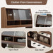 Sideboard Buffet Cabinet with Foldable Dining Table, Multifunctional Cupboard with Storage Shelf and Hooks, for Small Places,Studio, Apartment
