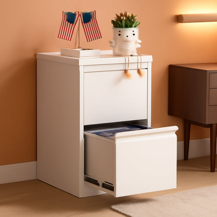 2 Drawer File Cabinet with Lock,Filing Cabinets for Home Office,Metal Small File Cabinet for Letters/Legal/A4 Size, Assembly Required,White 2 Drawer-15 W