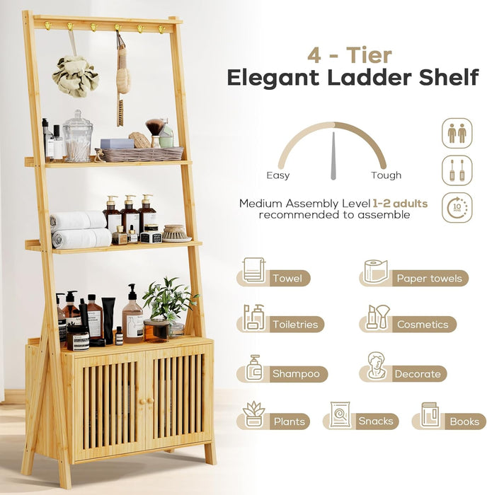 Tall Bamboo Integrated Floorstanding Bookcase With Drawers