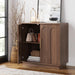 31.5" Sideboard Buffet Cabinet with Storage, Walnut | Modular Media Console, Mid Century Modern Credenza with Arched Doors for Living Room Kitchen Dining Room Entryway