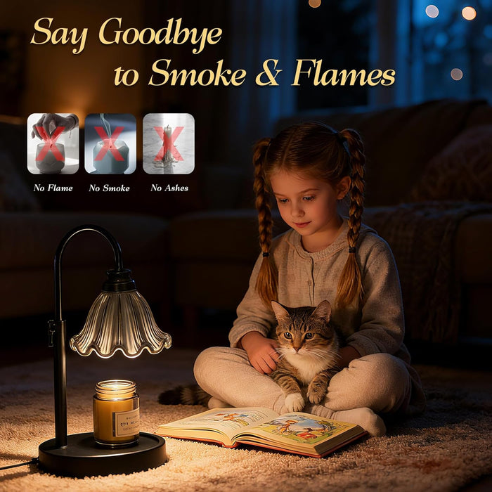 Candle Warmer Lamp with Timer & Dimmable 4-Level Brightness - Adjustable Height,For New Home Bedroom, Gifts for Women(Black 2)
