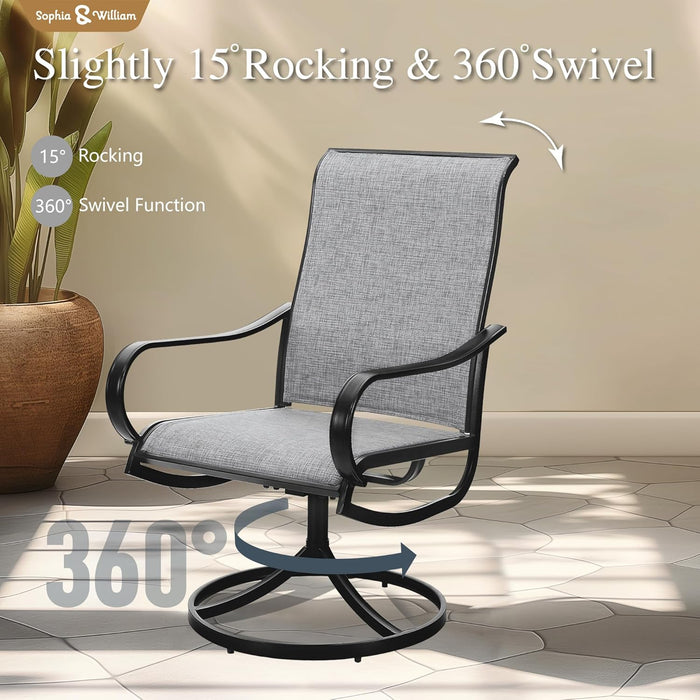 Outdoor Dining Set Patio Dining Set for 6 Outdoor Table and Chairs 7 Pieces Outdoor Patio Set with Swivel Patio Chairs 60"X 38" Metal Table for Garden Pool All Weather Grey