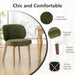 Dining Chair with High Back Single Mid Century Modern Kitchen Chair Boucle Fabric Upholstered Armless Accent Chair 20" Wide Padded Seat with Wooden Legs for Living Room Bedroom Green