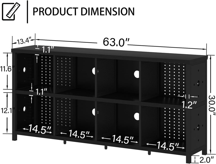 Black 63 Inch Multifunctional Industrial Bookshelf Storage