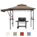 Grill Gazebo 8' X 5' Double Tier Outdoor BBQ Tent 4.6 Ft Barbecue Patio Canopy with Extra Shadow 15 Hooks, Beige