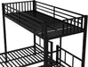 Twin over Twin over Twin Bunk Bed for 3 Kids, Heavy Duty Triple Bunk Bed with Guardrails and Ladder, Twin over Twin over Twin Triple Bunk for Kids, Teens, Black