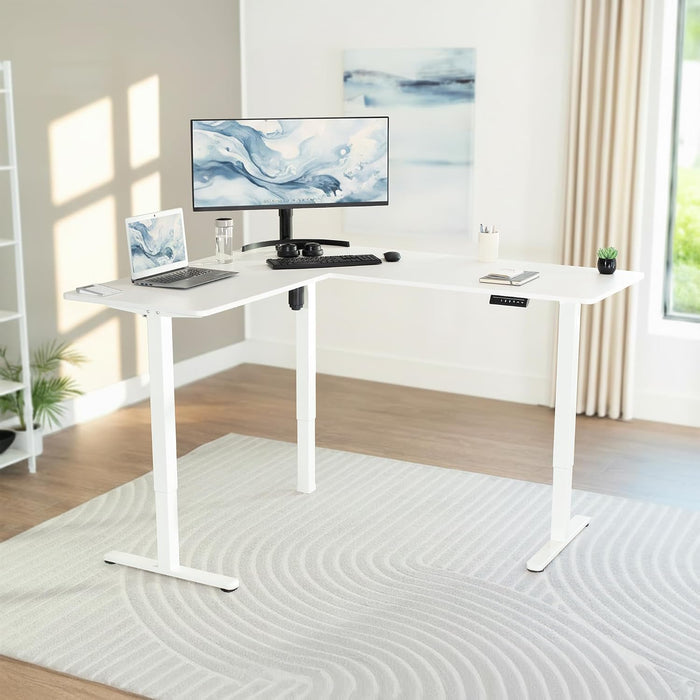 Electric 63 X 55 in Corner Standing Desk with Memory Presets