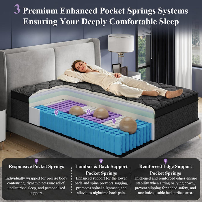 Upgraded Luxury 12 Inch Hybrid Twin Size Mattress in a Box, Medium Firm