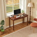 Solid Wood Computer Desk with Drawers (Black Walnut Color, 47.2Inch)