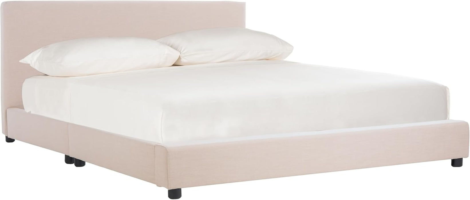 Home Carter Contemporary Beige Linen Bed, Queen