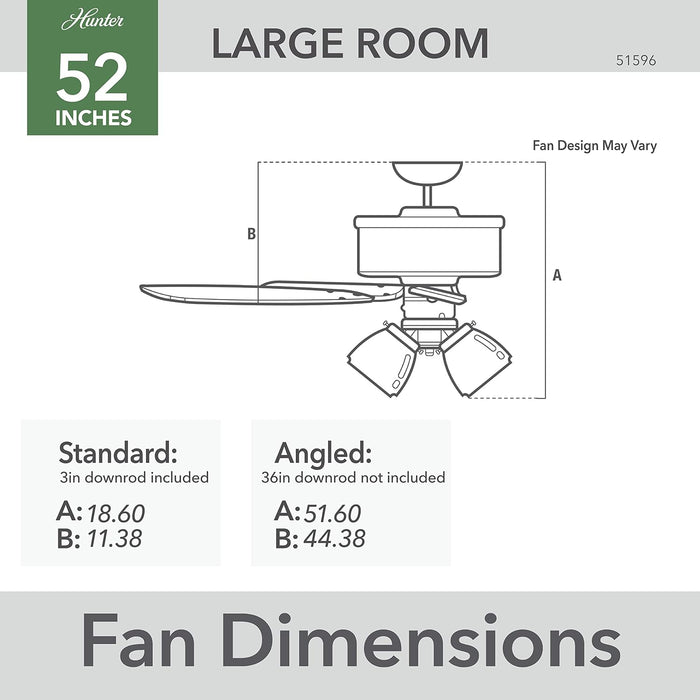 Rosner, Indoor, Ceiling Fan, Standard Mount, 52 Inch, Brushed Nickel