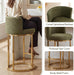 Counter Height Bar Stools Set of 2, Chenille Upholstered Barstools with Back, Modern Barrel Counter Stools for Kitchen Island with Gold Metal Frame, Green