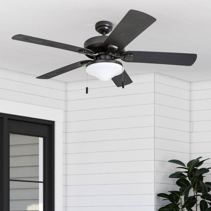 Ceiling Fans Belmar 52 Inch Ceiling Fan with Light, Indoor/Outdoor Ceiling Fan with Pull Chain, LED Tri-Mount 5 Blade Design, ETL Damp Rated, Bronze (50512-01)