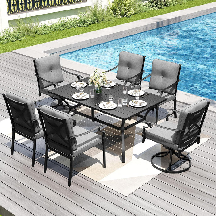 Patio Swivel Chairs, Metal Armchairs W/Cushions, 6PCS