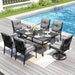Patio Swivel Chairs, Metal Armchairs W/Cushions, 6PCS