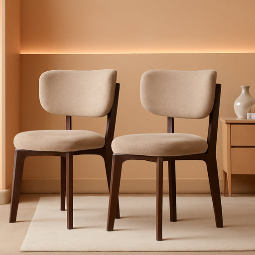 Wooden Dining Chairs Set of 2/4, Mid Century Modern Dining Chairs, Modern Fabric Thickening Upholstered Kitchen Side Chairs, Farmhouse Dining Chair for Dining Room Kitchen Living Room