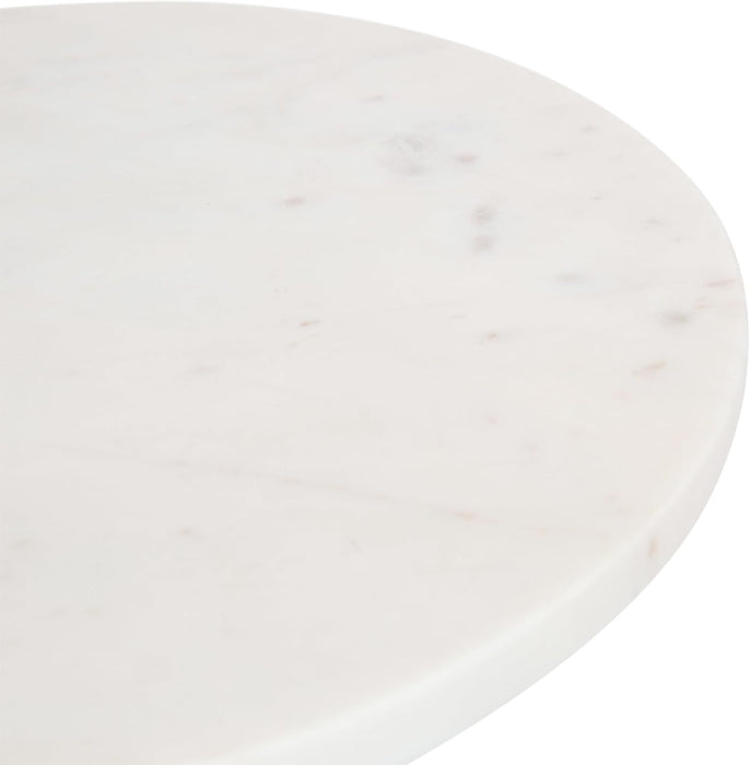 Tira Elegant round Drink Table, 10 X 22, White Marble and Gold, Modern Glam Circle Martini Table for Use as a Small Bedroom Nightstand or Living Room Plant Stand Option