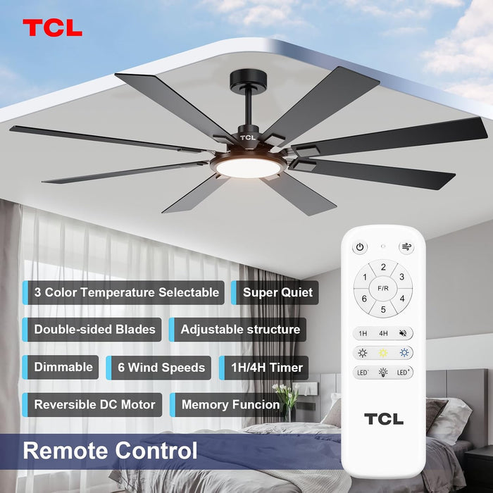 Dimmable 62 Inch Matte Black Ceiling Fan With Remote Guide