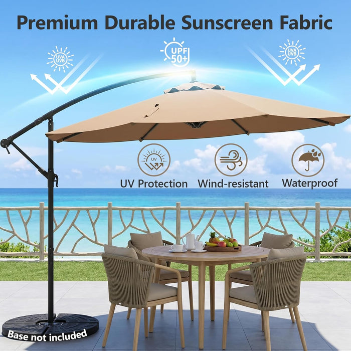 10FT Patio Umbrella, Cantilever Offset Hanging Market Umbrella
