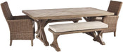 Beachcroft Patio Farmhouse Outdoor Upholstered Dining Bench, Beige