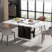 47"-63" Extendable Dining Table for 4-6, Faux Marble Table with Storage