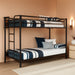 Daven Easy Assembly Metal Bunk Bed for Kids, Teens and Adults, with Ladder, High Guardrail, Metal Slats, Smooth Rounded Edges, No Boxspring Required, Twin-Over-Twin, Black