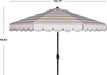 Outdoor - Vienna 9-Foot Crank Patio Umbrella - Beige & White Canopy - Brown Aluminum Pole - Single Scallop Trim Design - Ideal for Patio, Deck, Poolside, Backyard (PAT8011A)
