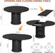 Extendable round Kitchen Dining Room Table for 4-6 with 2-Tier Storage Shelf, 63'' Space Saving Expandable Wood Oval Circle Dinner Furniture with Pedestal Base(Black)