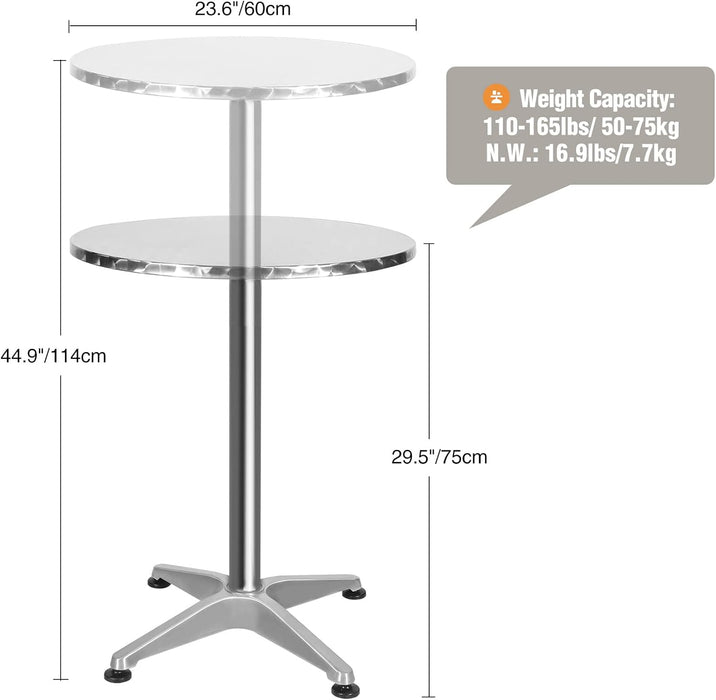 24Inch Folding Pub Table With Black HeightAdjustable