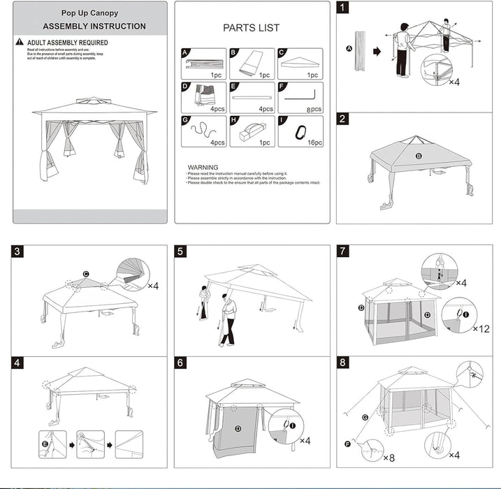 10' X 10' Pop up Gazebo Tent (Coffee)