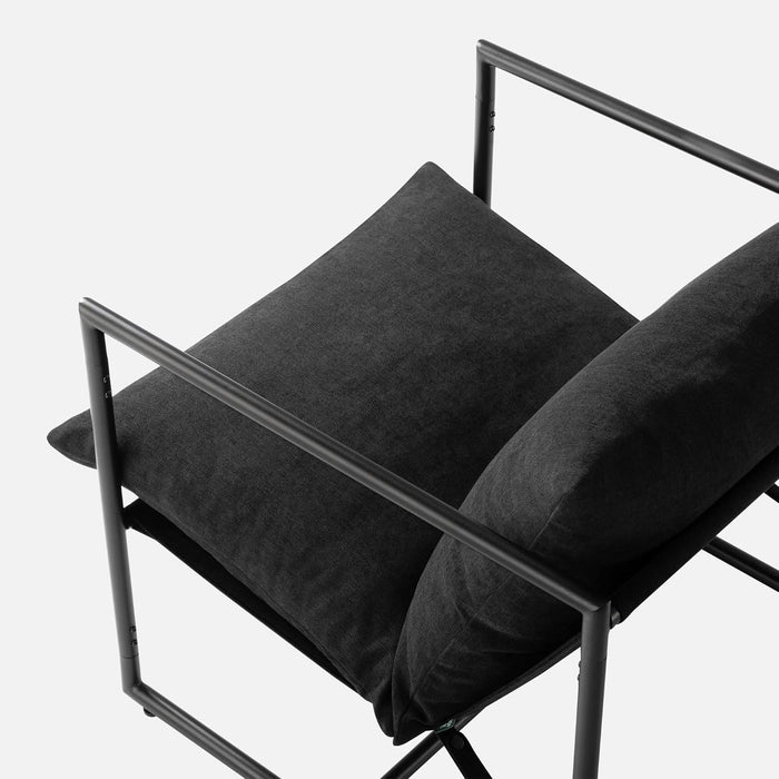 Aidan Sling Accent Chair, Pack of 2, Metal Framed Armchair with Shredded Foam Cushioning, Black