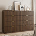 55" Wide Fluted 8-Drawer Double Dresser for Bedroom, Walnut