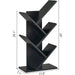4 Tier Tree Bookshelf, 4 Shelf Bookcase, Free Standing Tree Bookcase, Display Floor Standing Shelf for Books, Book Organizer Shelves for Home Office, Living Room, Bedroom, Black