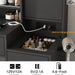 Vanity Desk with Mirror and Lights, Vanity Table Makeup Vanity with Lights 3 Drawers and Cabinets, Charging Station & Sliding Door, Lots Storage Shelves