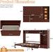 Queen Horizontal Murphy Bed With Desk WalnutFinish
