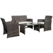 Mix Gray 4-Piece Rattan Wicker Patio Conversation Set with Beige White Cushions Garden Lawn Furniture