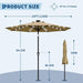 Solar LED Patio Umbrella with Tilt & Crank