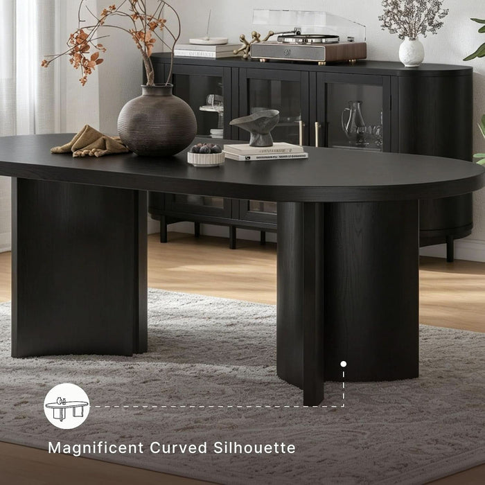 Signature Design by Ashley Rowanbeck Minimalist Dining Table for 8 People, Black