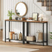 29.5" Narrow Console Table, Set of 2, Small Entryway Table with Shelf, 2 Tier Thin Sofa Table, behind Couch Table, Side Table, for Hallway, Living Room, Rustic Brown and Black BF74XGP201