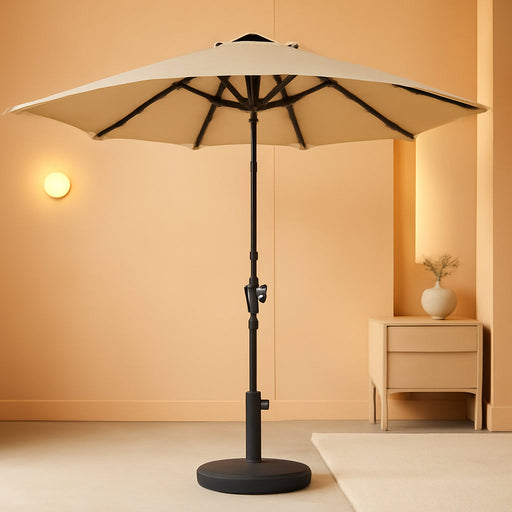 9FT Patio Umbrella with 22Lb Umbrella Base Included, Outdoor Market Umbrella with Push Button Tilt, Crank and Sturdy Ribs, Outdoor Yard Sun Shade W/Stand Heavy Duty