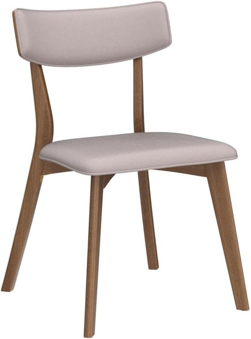 Mid Century Fabric Dining Chairs with Natural Oak Finish(Set of 2) (Light Beige)