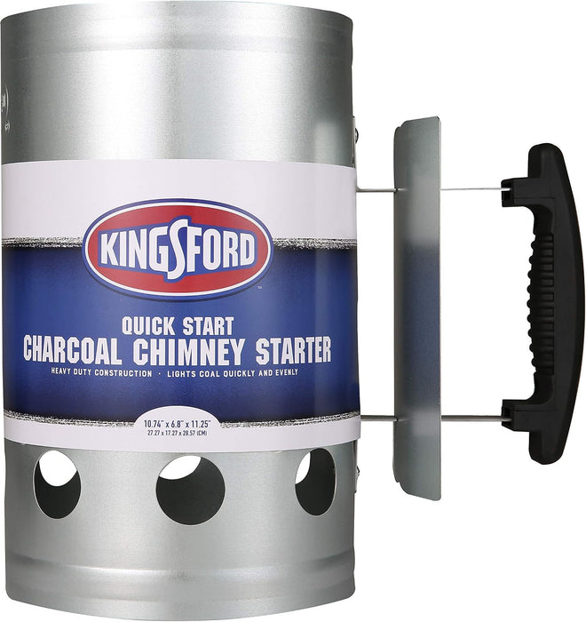 CC1830SC Charcoal Grill Offset Smoker with KINGSFORD Heavy Duty Deluxe Charcoal Chimney Starter