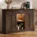 47" Wine Bar Cabinet with LED Light & Power Outlets, 2 Door Coffee Bar Cabinet with 2 Drawers, Sideboard Buffet Cabinet with Storage, Liquor Cabinet for Home Bar, Kitchen Living Room, Walnut Brown