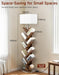 9 Tier Tree Bookshelf with Light, Remote & Timer, Modern Tall Floor Standing Book Shelf, Narrow Wood Bookcase, Small Book Organizer Shelves for Living Room, Bedroom, Office (Rustic Brown)