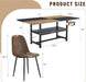 71" Farmhouse Dining Table Set for 6 - Wood Kitchen Table with Storage Shelf and Upholstered Chairs Set,Rectangular Dining Room Tables Set for Kitchen,Industrial Brown & Black Split-Color