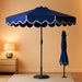 9Ft Patio Market Umbrella with Scallop Trim, Uv-Fade-Resistant 210G Canopy, Crank & Tilt, Wind Vent, Heavy-Duty Frame - Navy