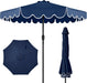 9Ft Patio Market Umbrella with Scallop Trim, Uv-Fade-Resistant 210G Canopy, Crank & Tilt, Wind Vent, Heavy-Duty Frame - Navy
