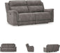 Next-Gen Durapella Power Reclining Sofa, USB, Extended Ottoman, Water Repellent Faux Leather, 80" W X 42" D X 42" H, Slate Gray